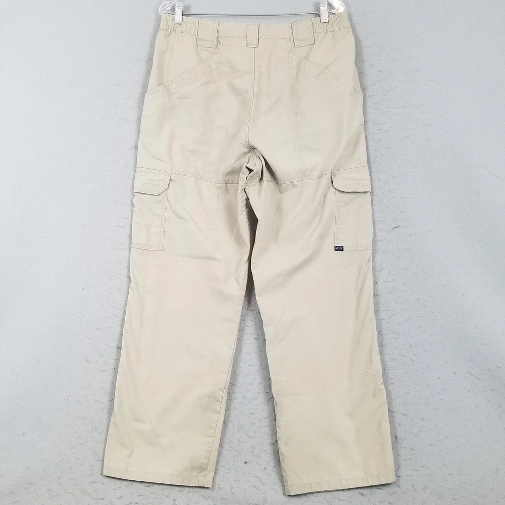 5.11 Tactical Pants Mens 34x36 Beige Cargo Ripstop Elastic Waist Outdoor Hiking